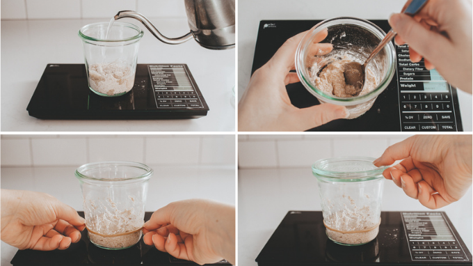 Day one of making a sourdough starter from scratch.