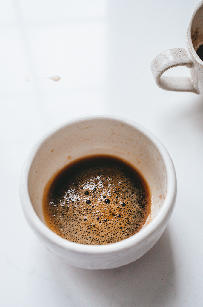 Espresso made with an aeropress for a mocha latte (aka caffé mocha)