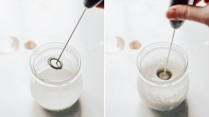 How to whip cream with a handheld milk frother.