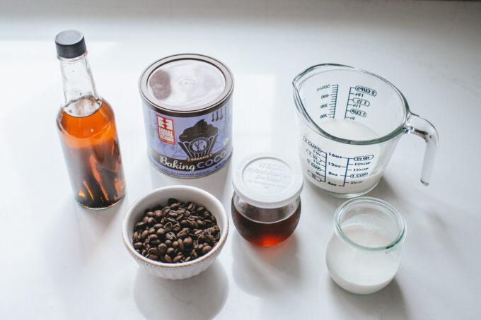 Ingredients for make cafe mochas