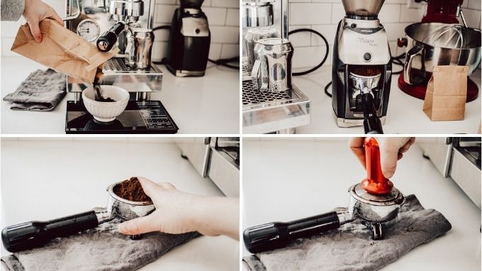 How to make espresso with an espresso machine for a homemade mocha latte.