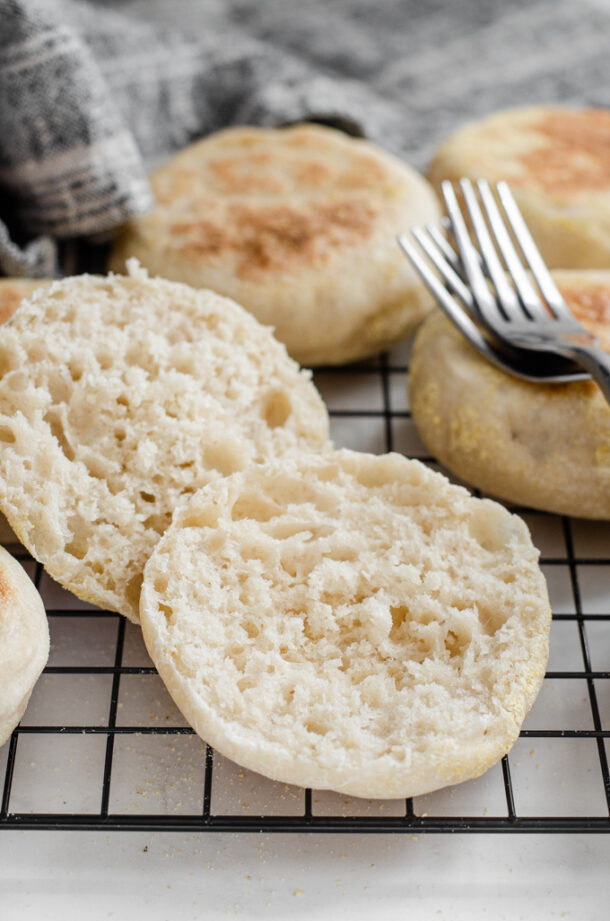 BEST Homemade Sourdough English Muffins Recipe - Buttered Side Up