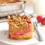 Strawberry Rhubarb Cake with Crumble Topping!