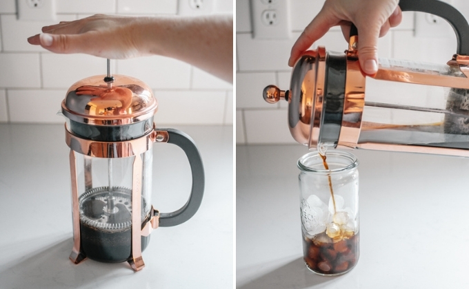 Making cold brew in a French press.