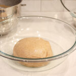 A ball of dough for making healthy sourdough bread.