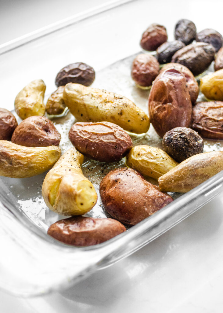 Baked potatoes using my roasted little potato recipe.