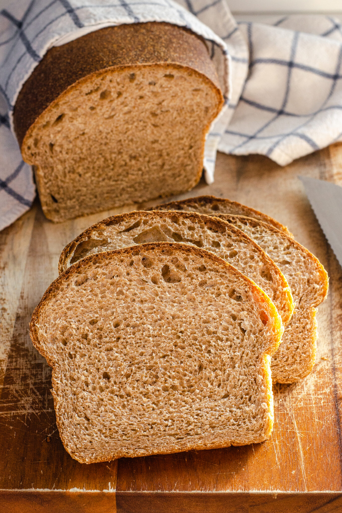 Healthy Whole Wheat Sourdough Sandwich Bread Buttered Side Up