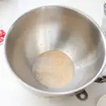 Activating the instant dry yeast in the bowl of a stand mixer.