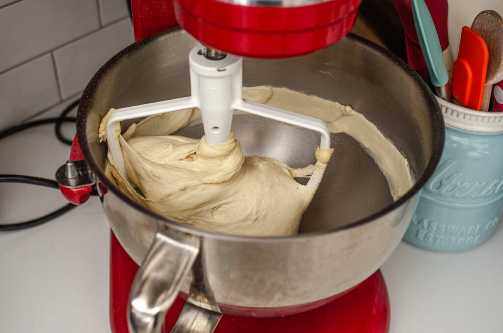 The kneaded cinnamon roll dough.