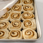 The risen vegan cinnamon rolls.