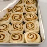 The risen vegan cinnamon rolls.
