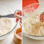 Adding the salt to the focaccia dough.