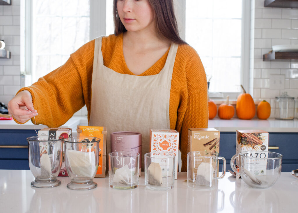 Performing a taste test of different organic chai tea brands to see which is the best.