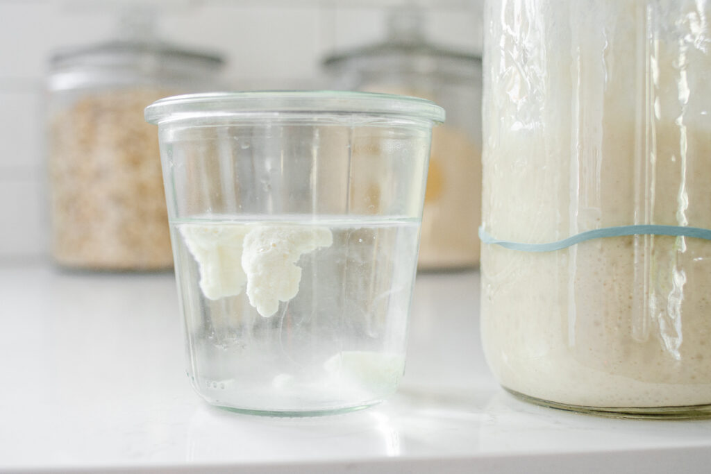 Performing the float test in a small Weck jar.