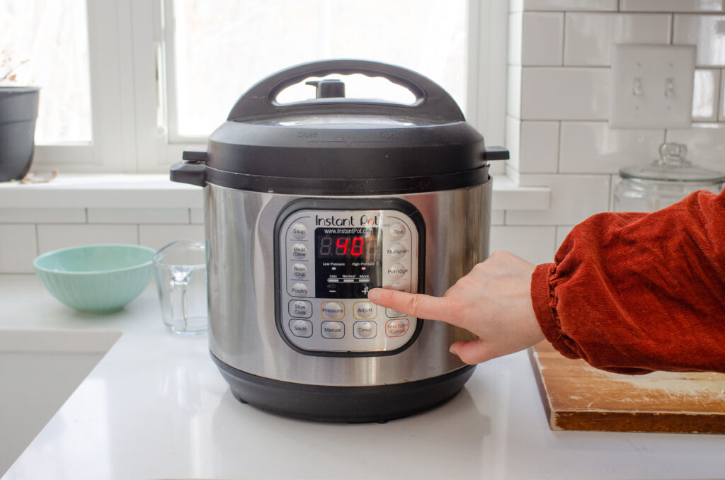 Setting the Instant Pot to manual, 40 minutes.