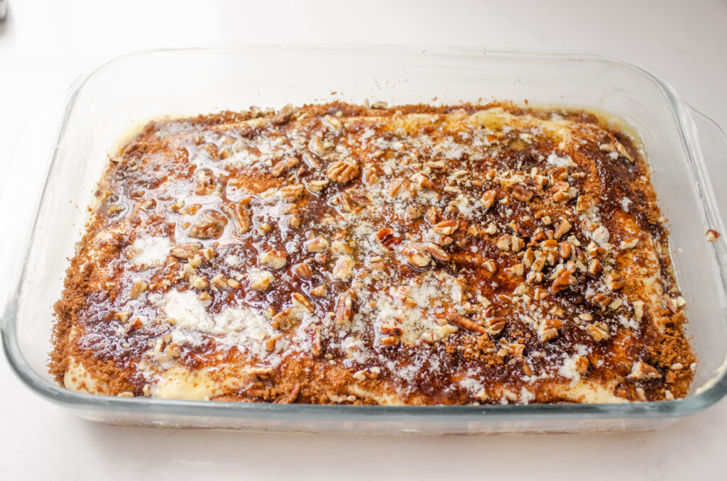 A sourdough coffee cake just before it's baked.