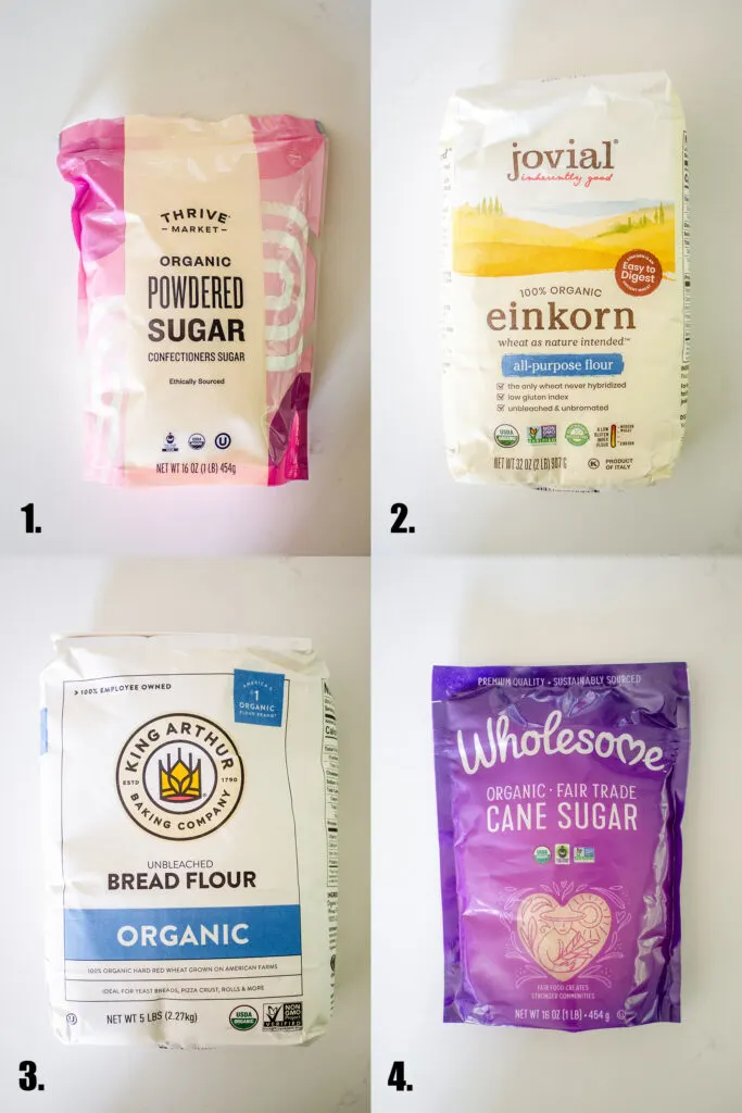 A collage of baking supplies that you can buy on Thrive market