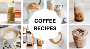 A photo collage of different coffee recipes. 