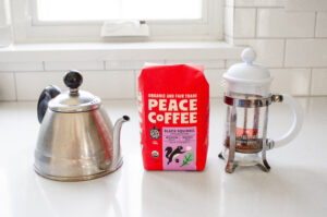 The 2 ingredients needed to make French press espresso.