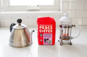 The 2 ingredients needed to make French press espresso.