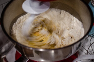 The dough when it's first being kneaded.