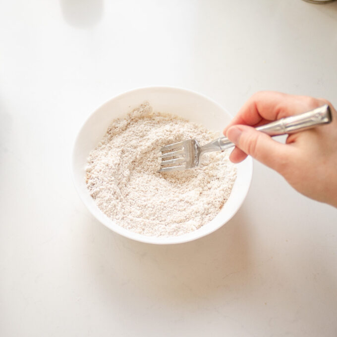 Whisking together the dry ingredients for the streusel topping.