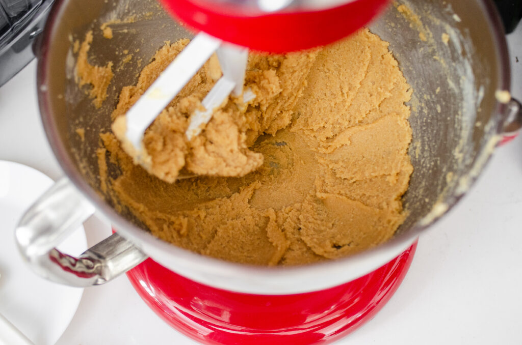Creamed butter and sugar in a stand mixer.