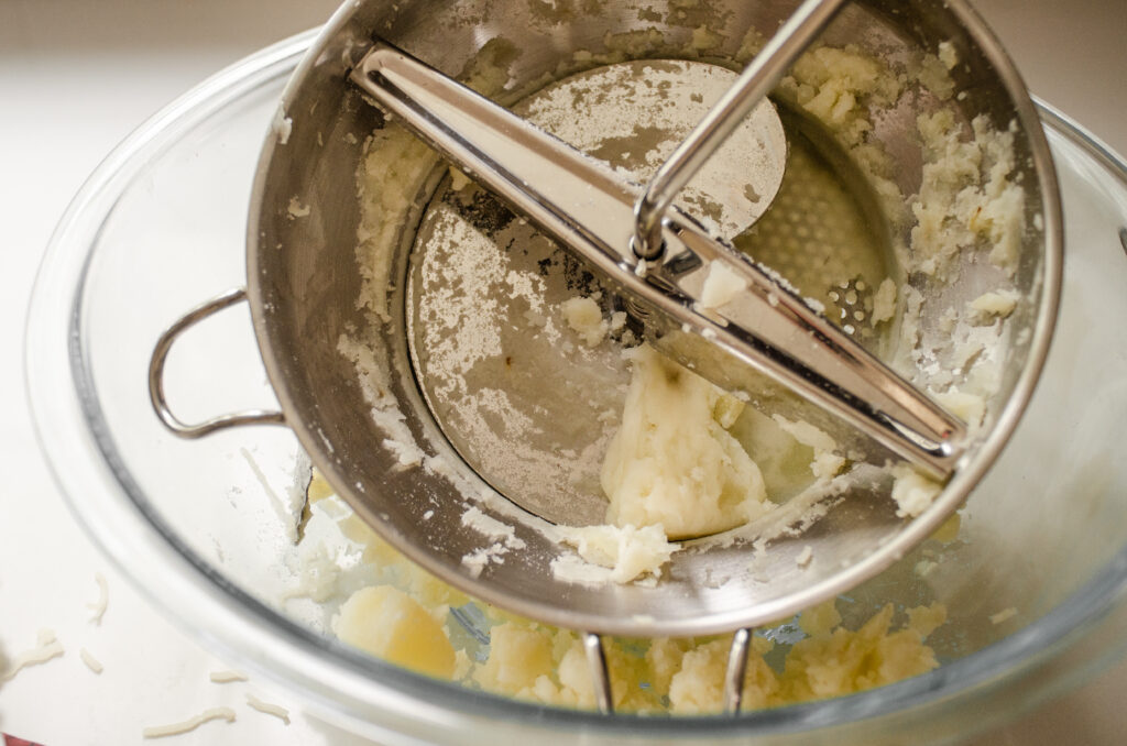 Showing the mess made by using the food mill.