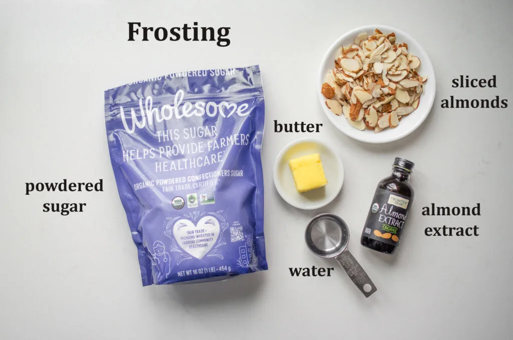 All of the ingredients needed to make the frosting.