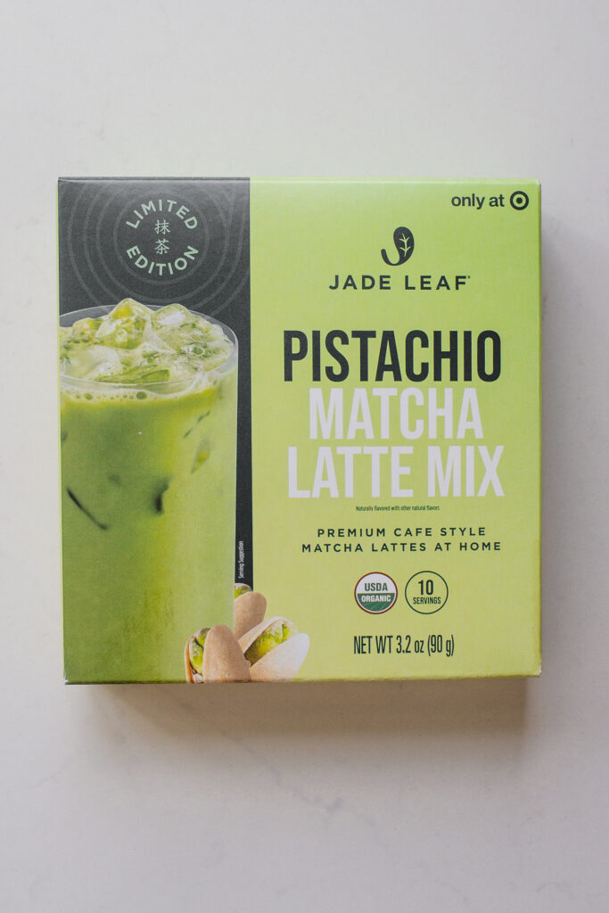 A photo of the Target exclusive pistachio matcha powder.